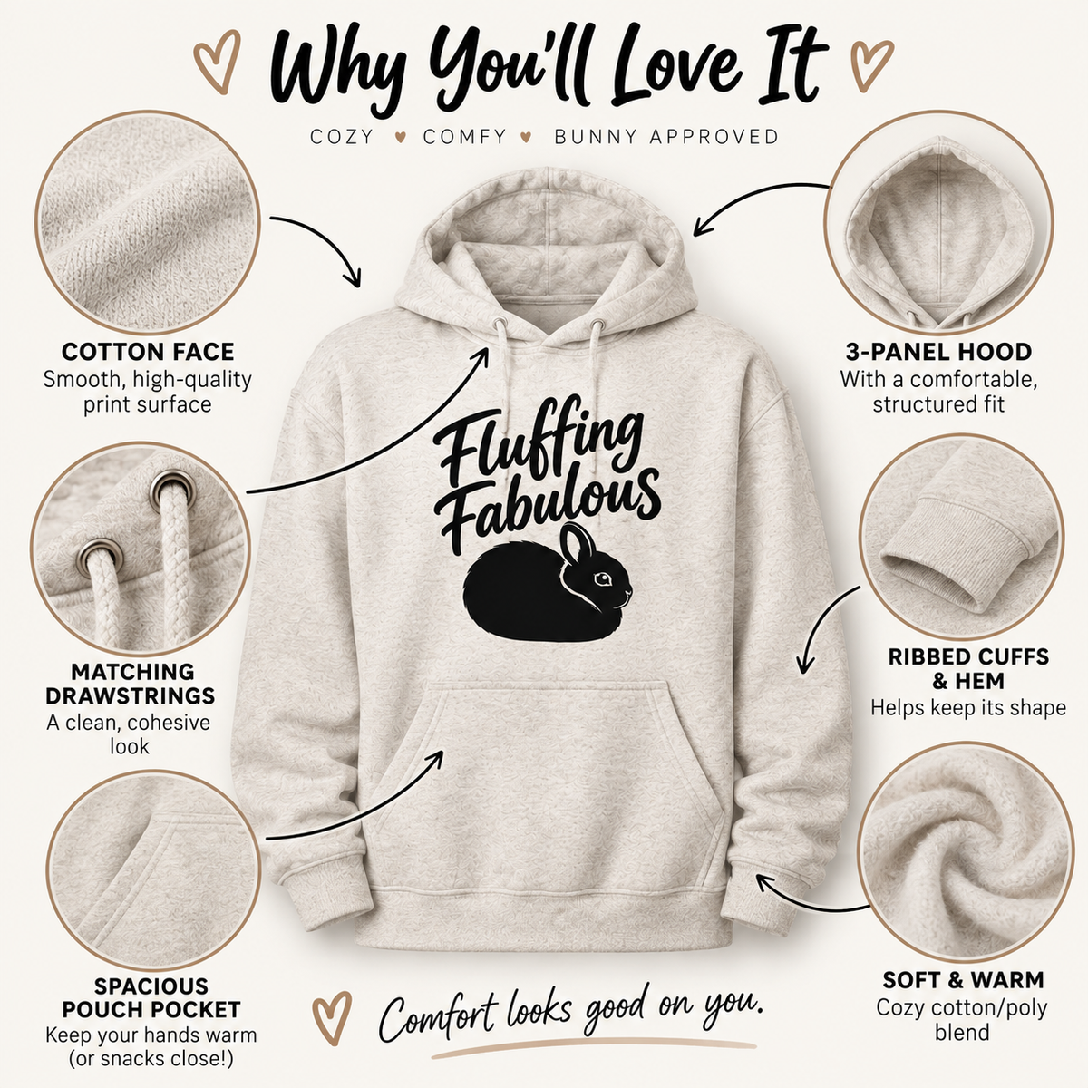 Funny Rabbit Hoodie, Fluffing Fabulous Bunny Sweatshirt, Rabbit Lover Gift, Cute Bunny Hoodie