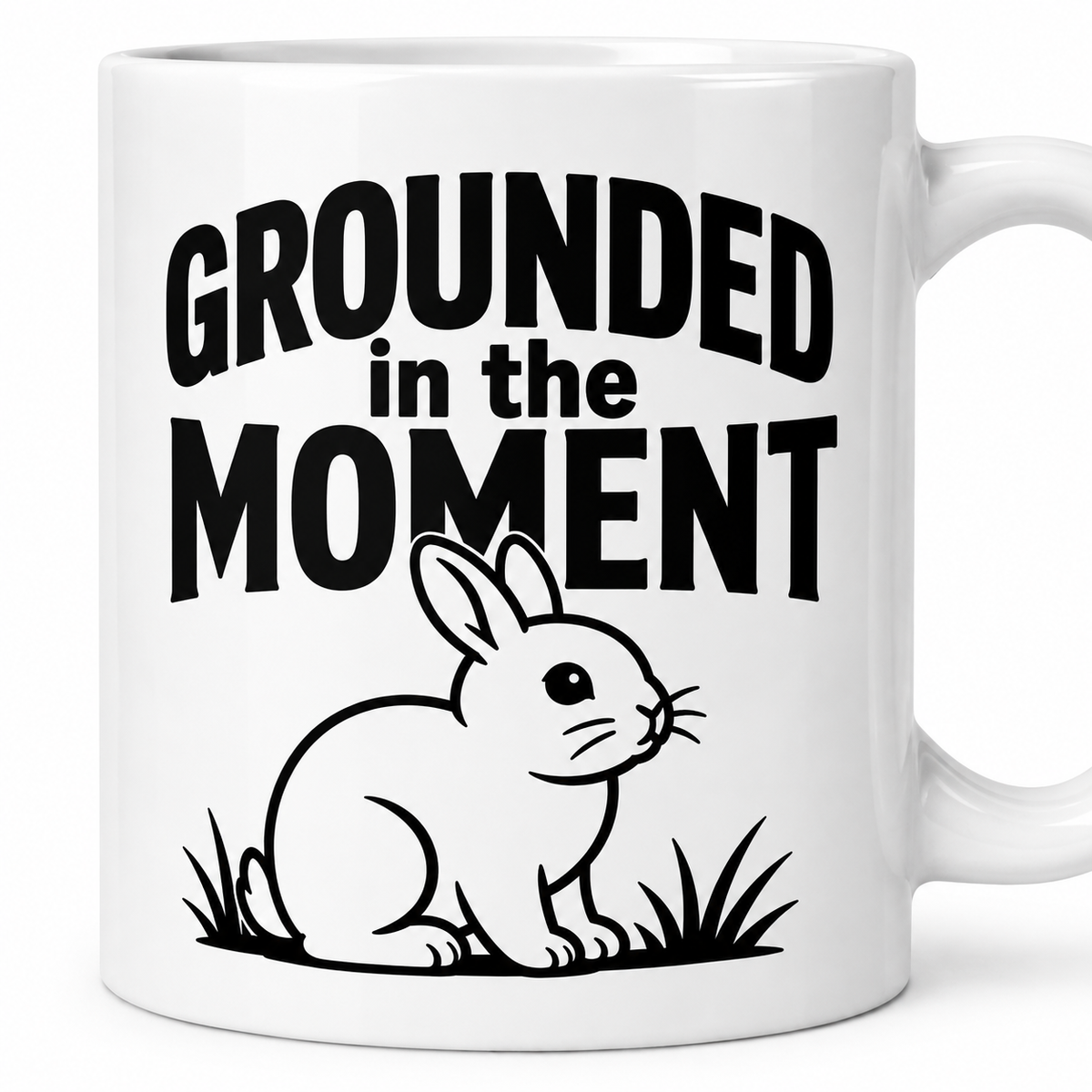 Funny Rabbit Mug, Grounded in the Moment Bunny Mug, Rabbit Lover Gift, Cute Bunny Coffee Cup, Rabbit Owner Gift