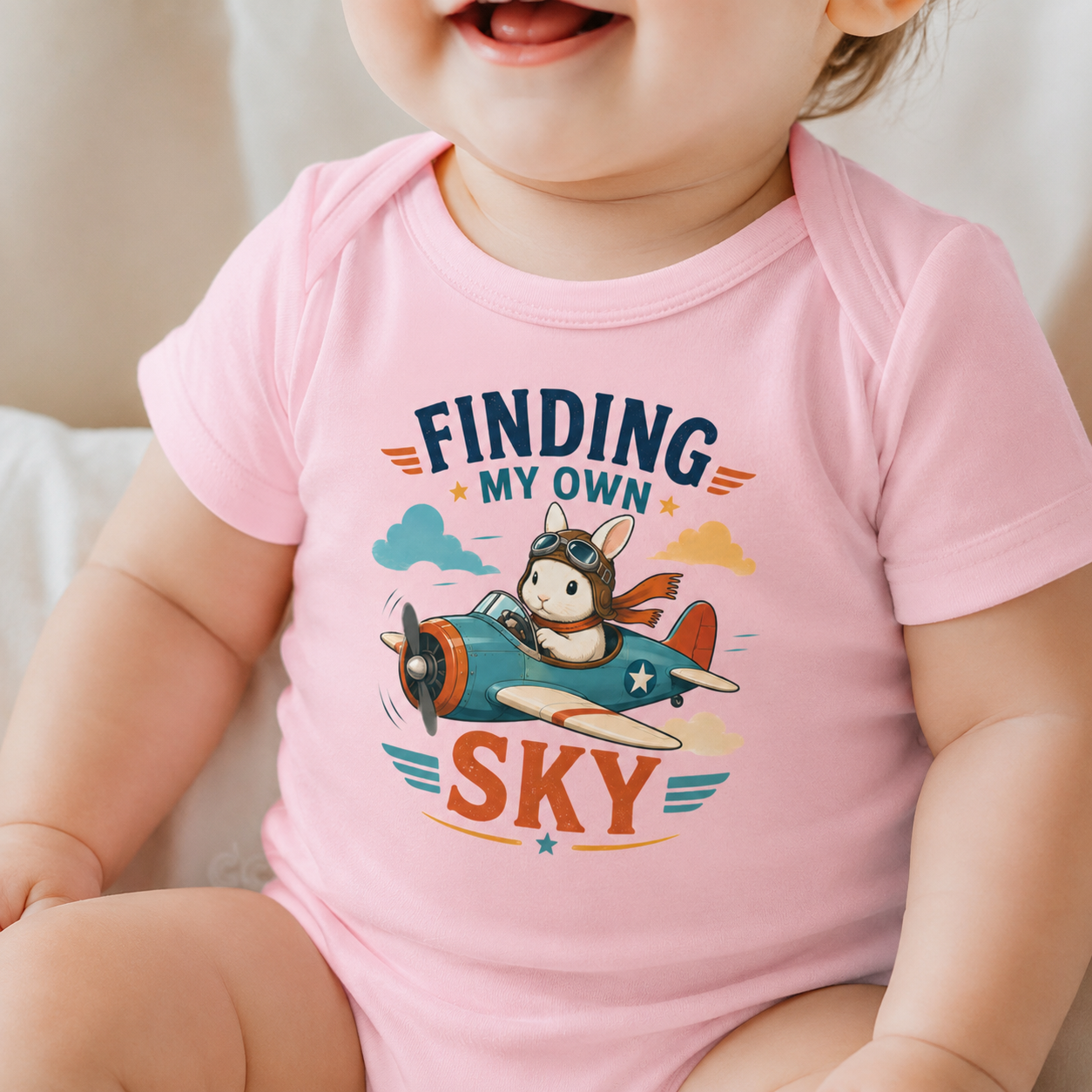 Finding My Own Sky Bunny Baby Bodysuit, Rabbit Pilot One Piece
