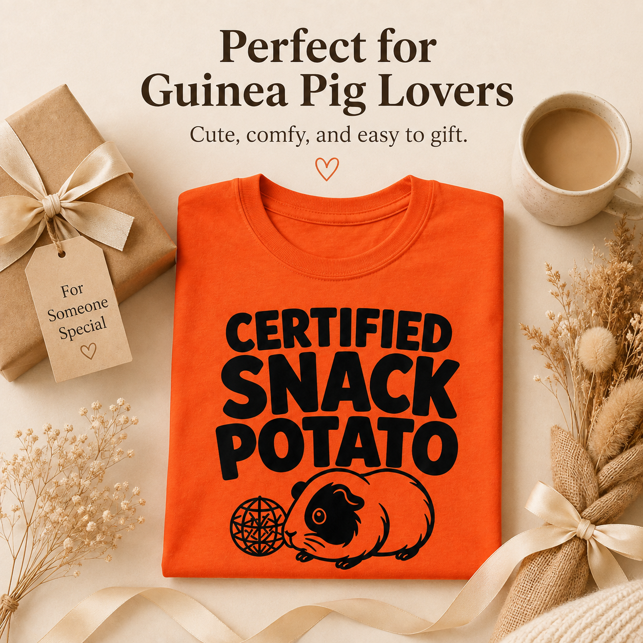 Guinea Pig Shirt, Certified Snack Potato Tee, Funny Cavy Lover Gift, Guinea Pig Mom Shirt, Small Pet T-Shirt