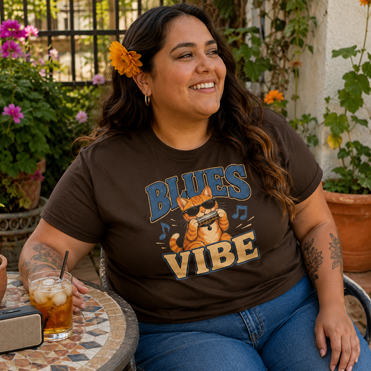 Blues Cat Shirt, Music Lover Tee, Funny Cat T-Shirt, Harmonica Shirt, Retro Cat Tee, Musician Gift, Cat Lover Gift