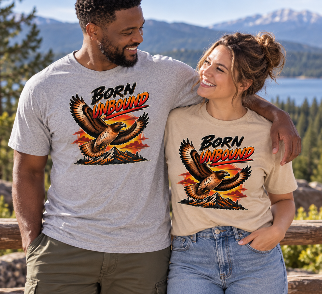Born Unbound Eagle Shirt, Vintage Mountain Graphic Tee, Outdoors Adventure T-Shirt, Nature Lover Gift