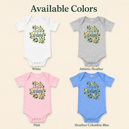 A Little Bit of Sunshine Baby Bodysuit, Bird and Nature Baby Onesie, Yellow Nursery Baby Shower Gift