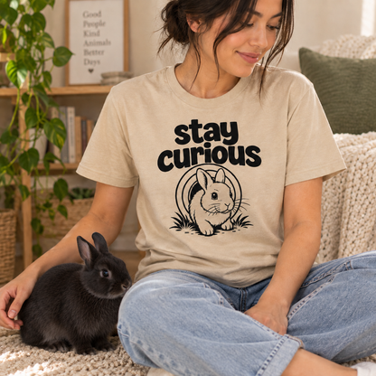Stay Curious Rabbit Shirt, Funny Bunny T-Shirt, Rabbit Lover Gift, Cute Bunny Tee, Pet Rabbit Owner Shirt, Animal Lover Gift