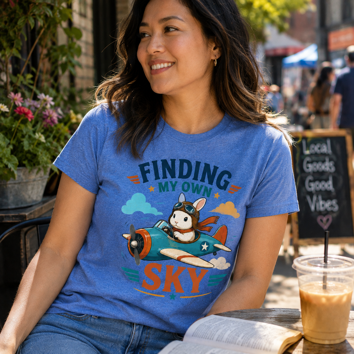 Finding My Own Sky Bunny Shirt, Rabbit Lover T-Shirt, Cute Aviator Bunny Tee, Inspirational Rabbit Gift