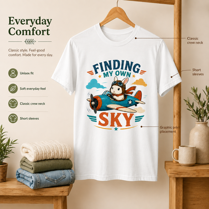 Finding My Own Sky Bunny Shirt, Rabbit Lover T-Shirt, Cute Aviator Bunny Tee, Inspirational Rabbit Gift