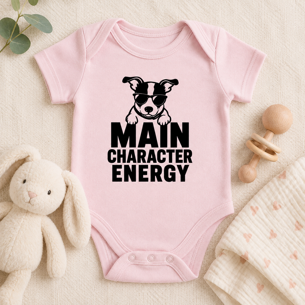 Main Character Energy Baby Bodysuit, Funny Dog Baby Onesie, Puppy Baby Outfit