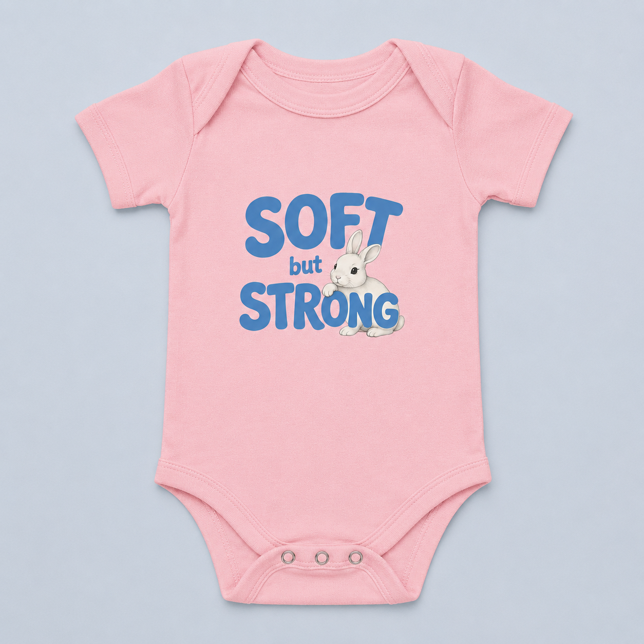 Soft but Strong Baby Bodysuit, Cute Bunny Infant Outfit, Strong Little One Bodysuit
