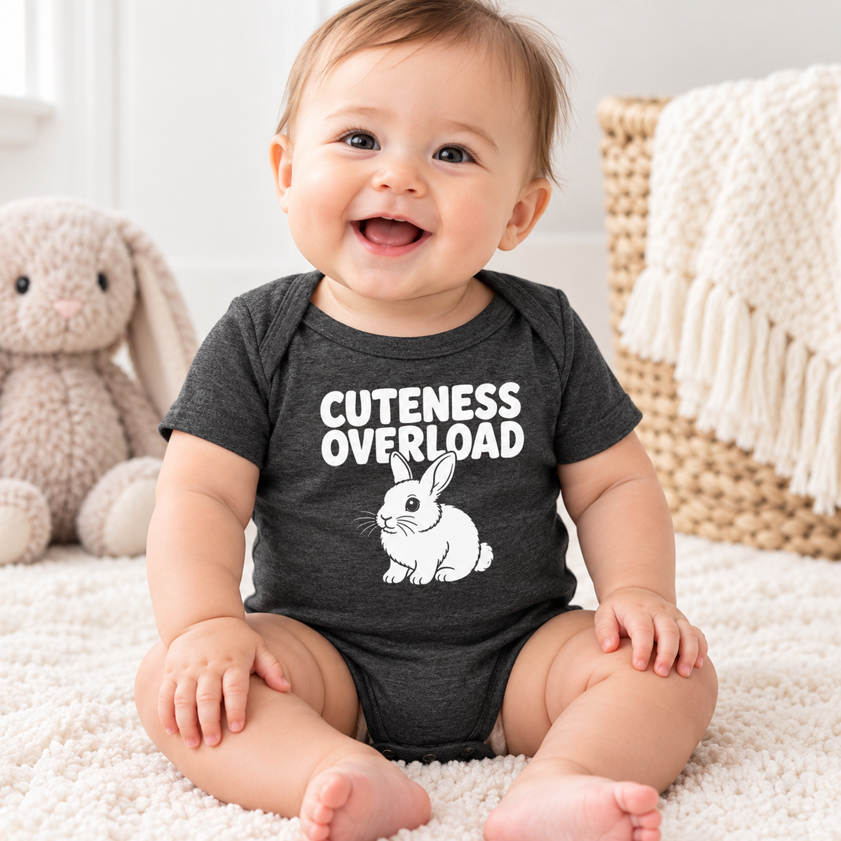 Cuteness Overload Bunny Baby Bodysuit, Funny Rabbit Baby One Piece, Cute Bunny Baby Outfit, Rabbit Lover Baby Shower Gift