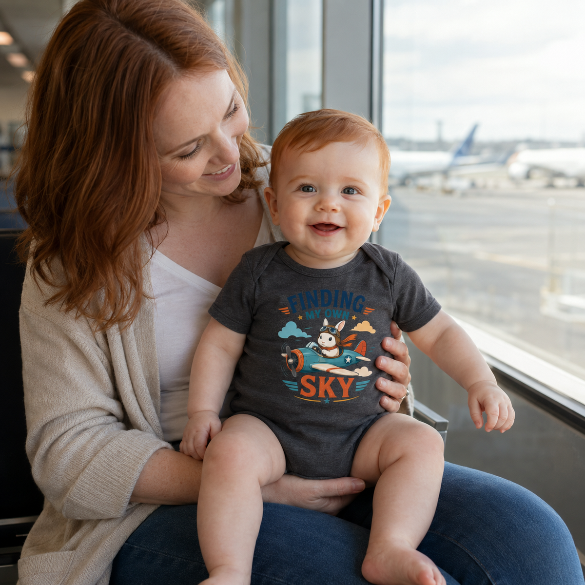 Aviator Bunny Baby Bodysuit, Finding My Own Sky Infant One Piece