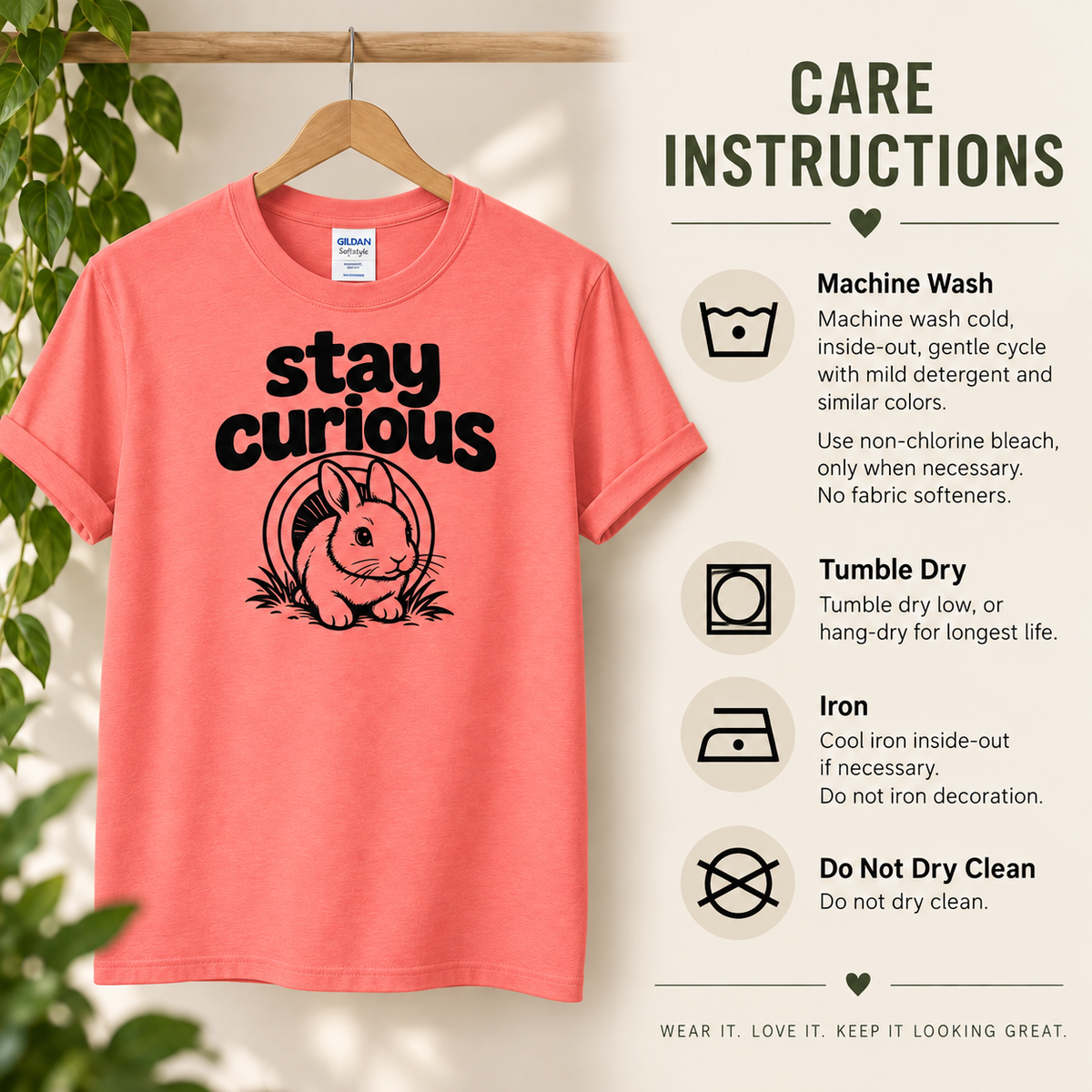 Stay Curious Rabbit Shirt, Funny Bunny T-Shirt, Rabbit Lover Gift, Cute Bunny Tee, Pet Rabbit Owner Shirt, Animal Lover Gift