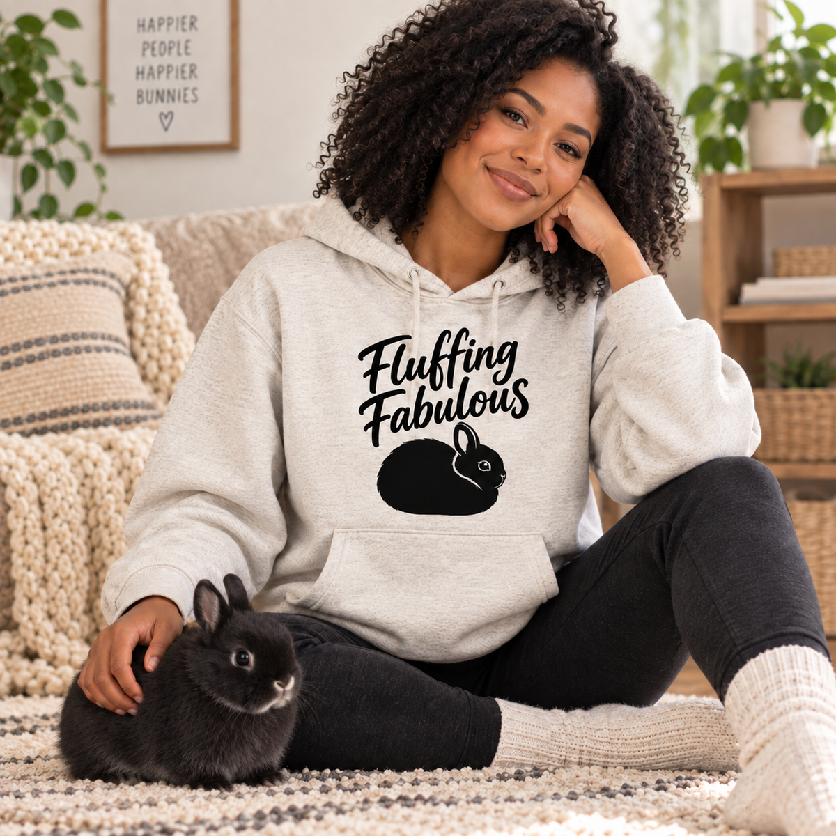 Funny Rabbit Hoodie, Fluffing Fabulous Bunny Sweatshirt, Rabbit Lover Gift, Cute Bunny Hoodie