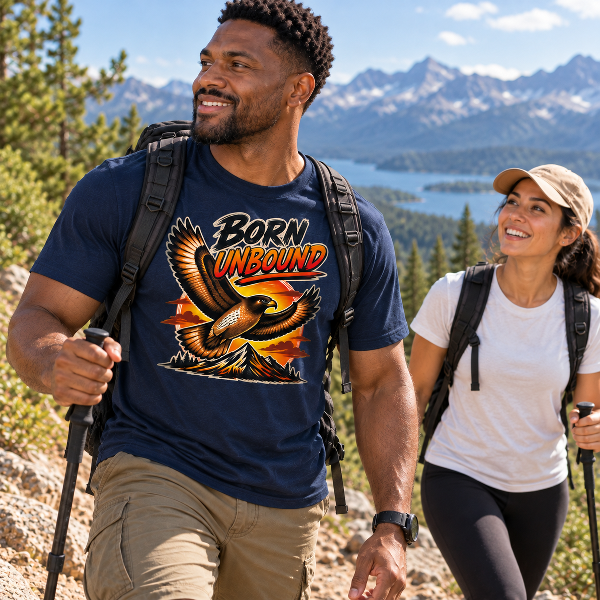 Born Unbound Eagle Shirt, Vintage Mountain Graphic Tee, Outdoors Adventure T-Shirt, Nature Lover Gift