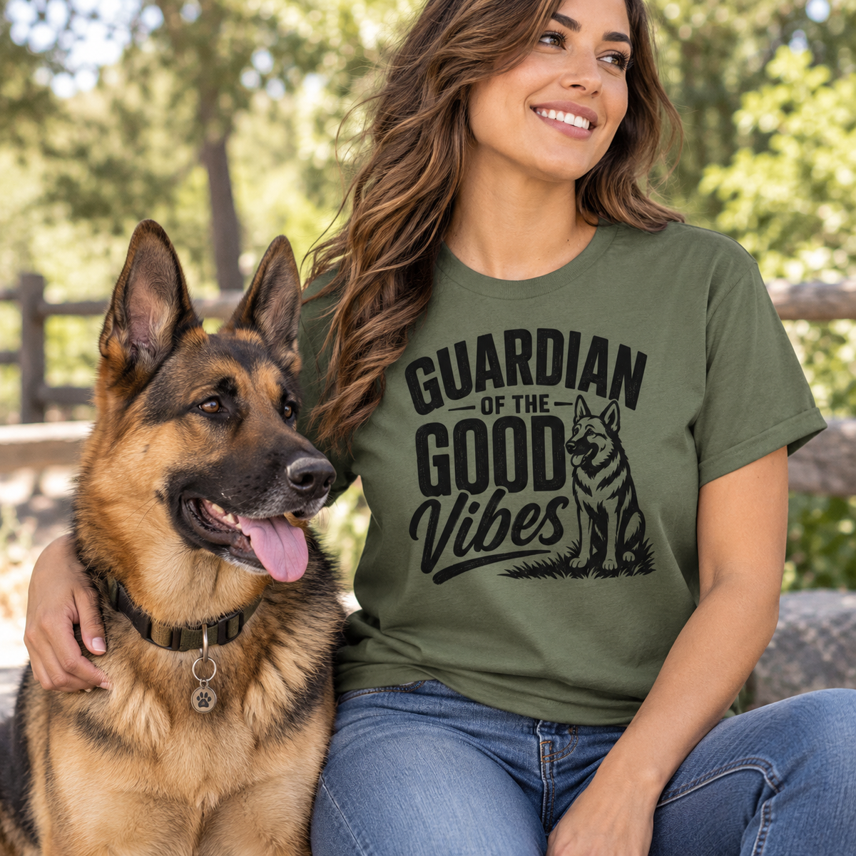 German Shepherd Guardian of the Good Vibes T-Shirt, Dog Lover Gift