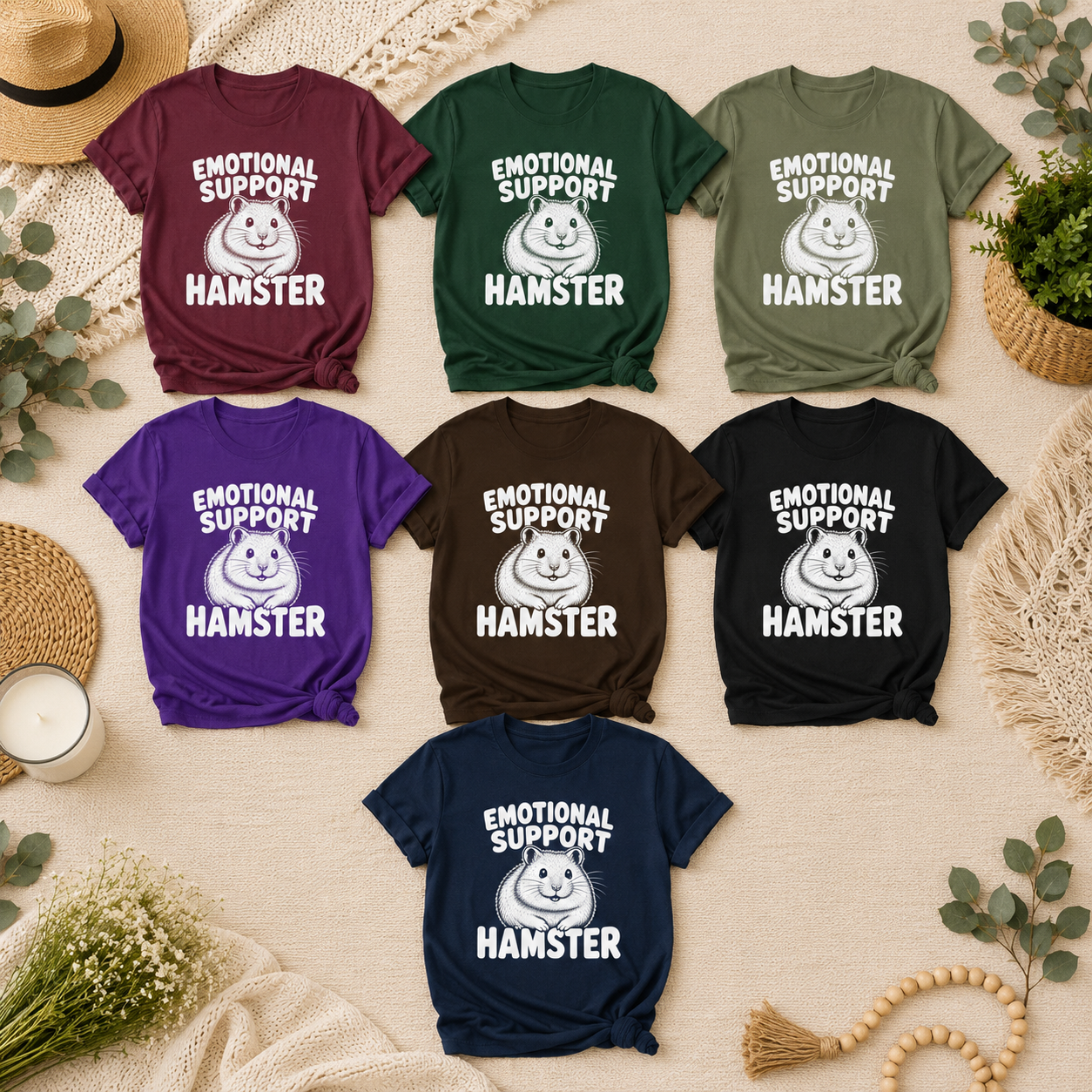 Emotional Support Hamster T-Shirt, Funny Hamster Graphic Tee
