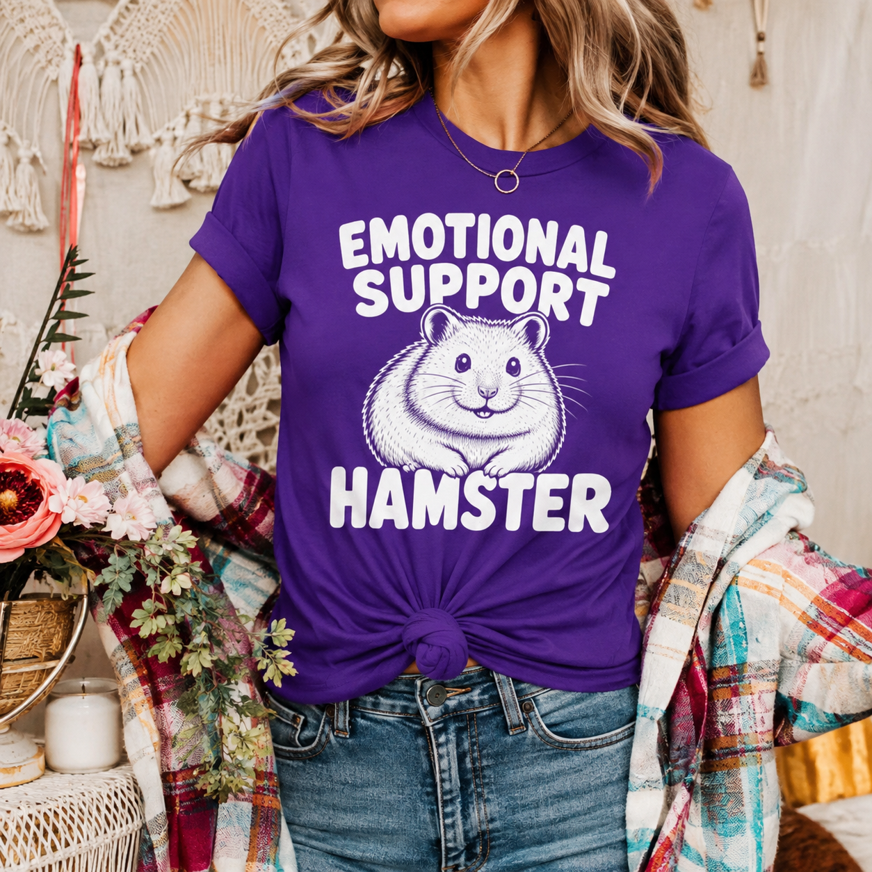 Emotional Support Hamster T-Shirt, Funny Hamster Graphic Tee