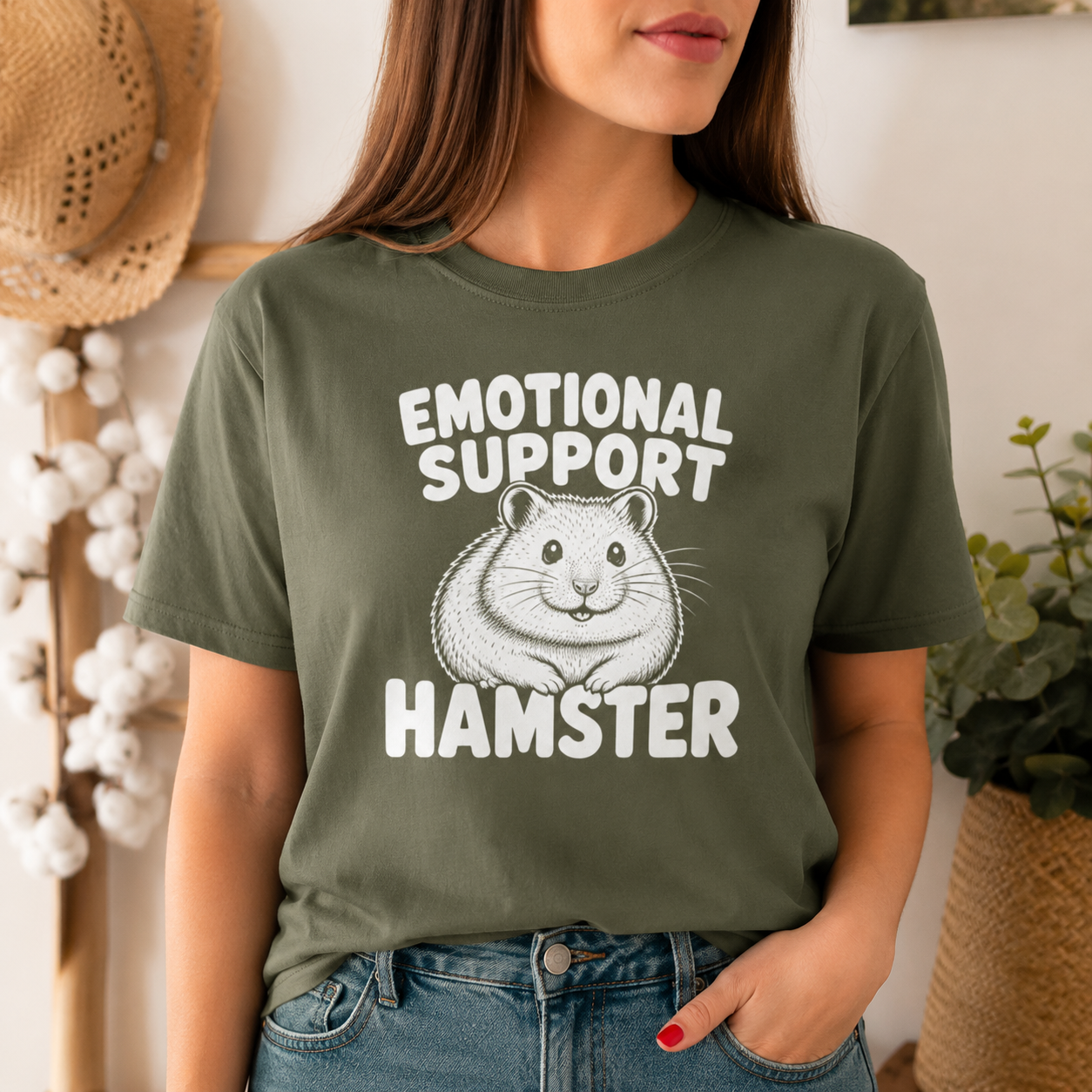 Emotional Support Hamster T-Shirt, Funny Hamster Graphic Tee