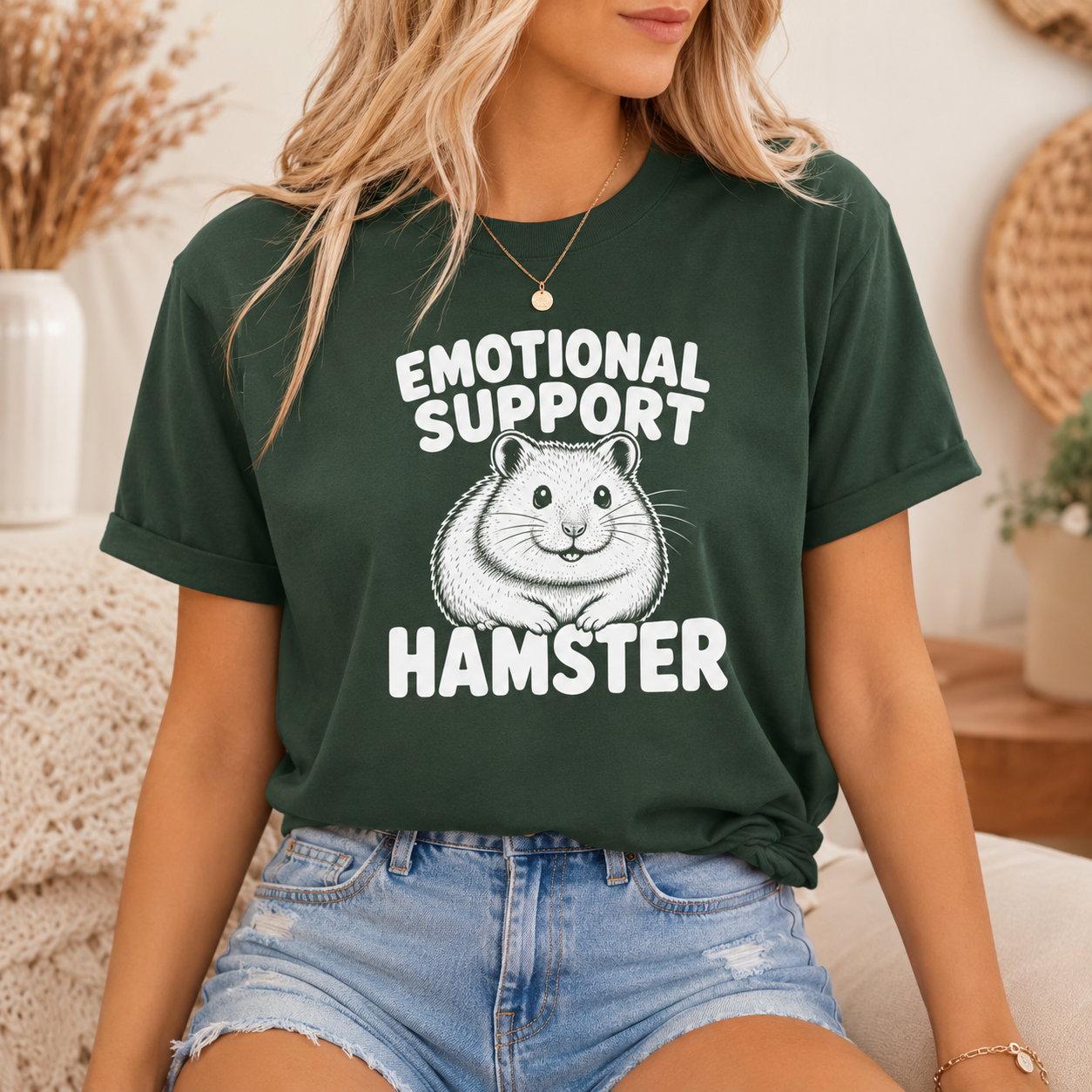 Emotional Support Hamster T-Shirt, Funny Hamster Graphic Tee
