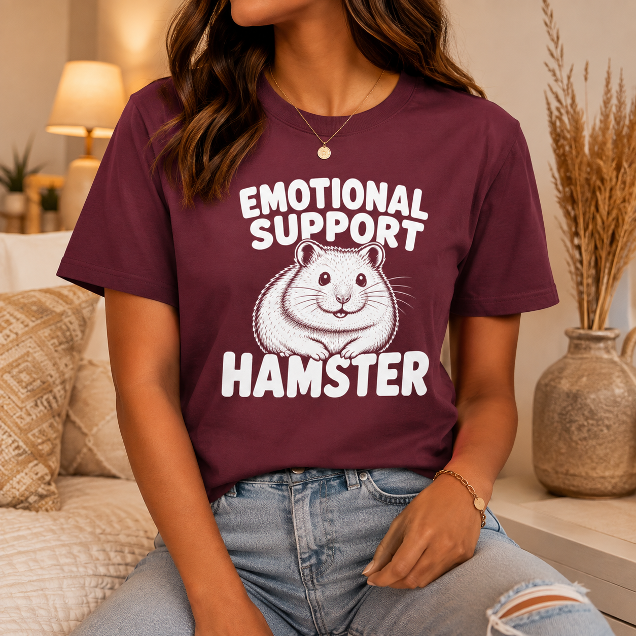 Emotional Support Hamster T-Shirt, Funny Hamster Graphic Tee
