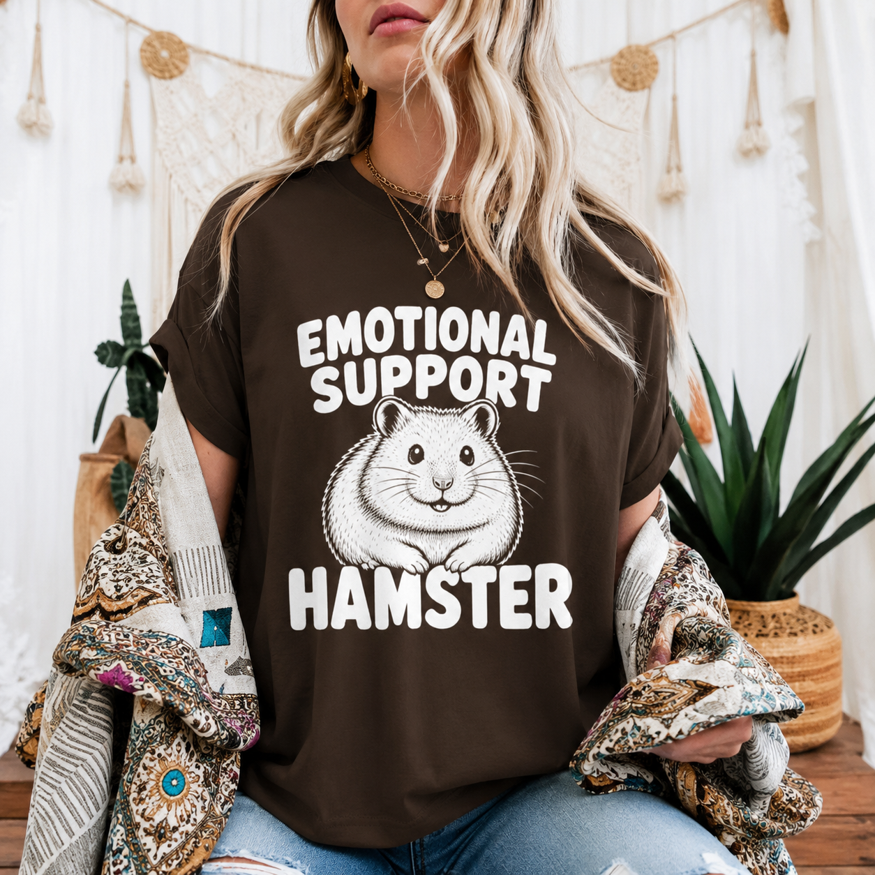 Emotional Support Hamster T-Shirt, Funny Hamster Graphic Tee