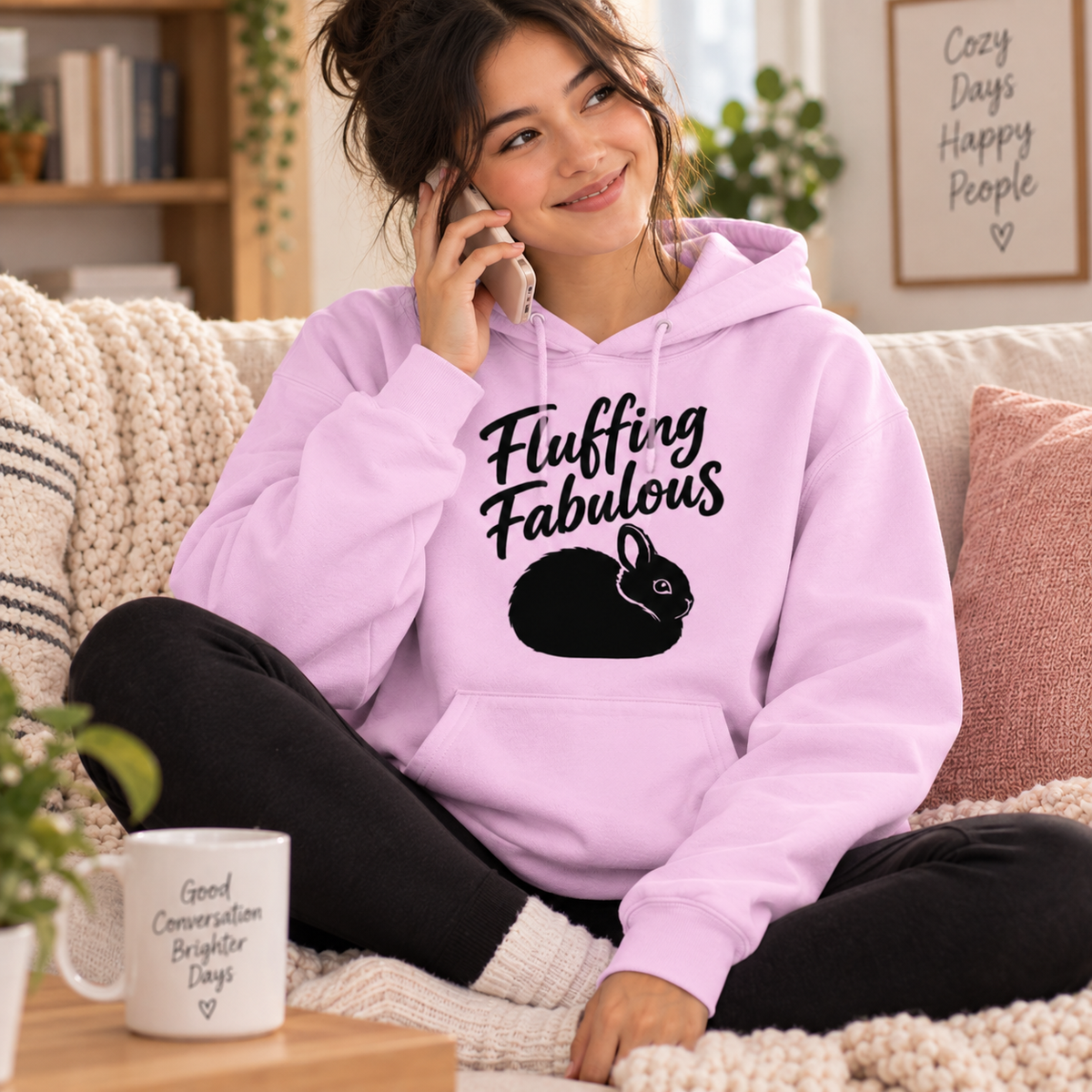 Funny Rabbit Hoodie, Fluffing Fabulous Bunny Sweatshirt, Rabbit Lover Gift, Cute Bunny Hoodie
