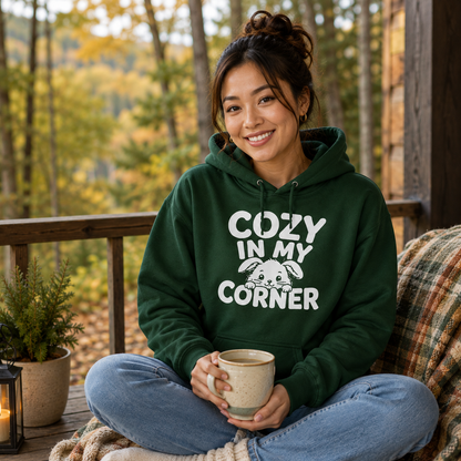 Cozy in My Corner Bunny Hoodie, Cute Rabbit Sweatshirt, Cozy Graphic Hoodie