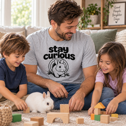 Stay Curious Rabbit Shirt, Funny Bunny T-Shirt, Rabbit Lover Gift, Cute Bunny Tee, Pet Rabbit Owner Shirt, Animal Lover Gift