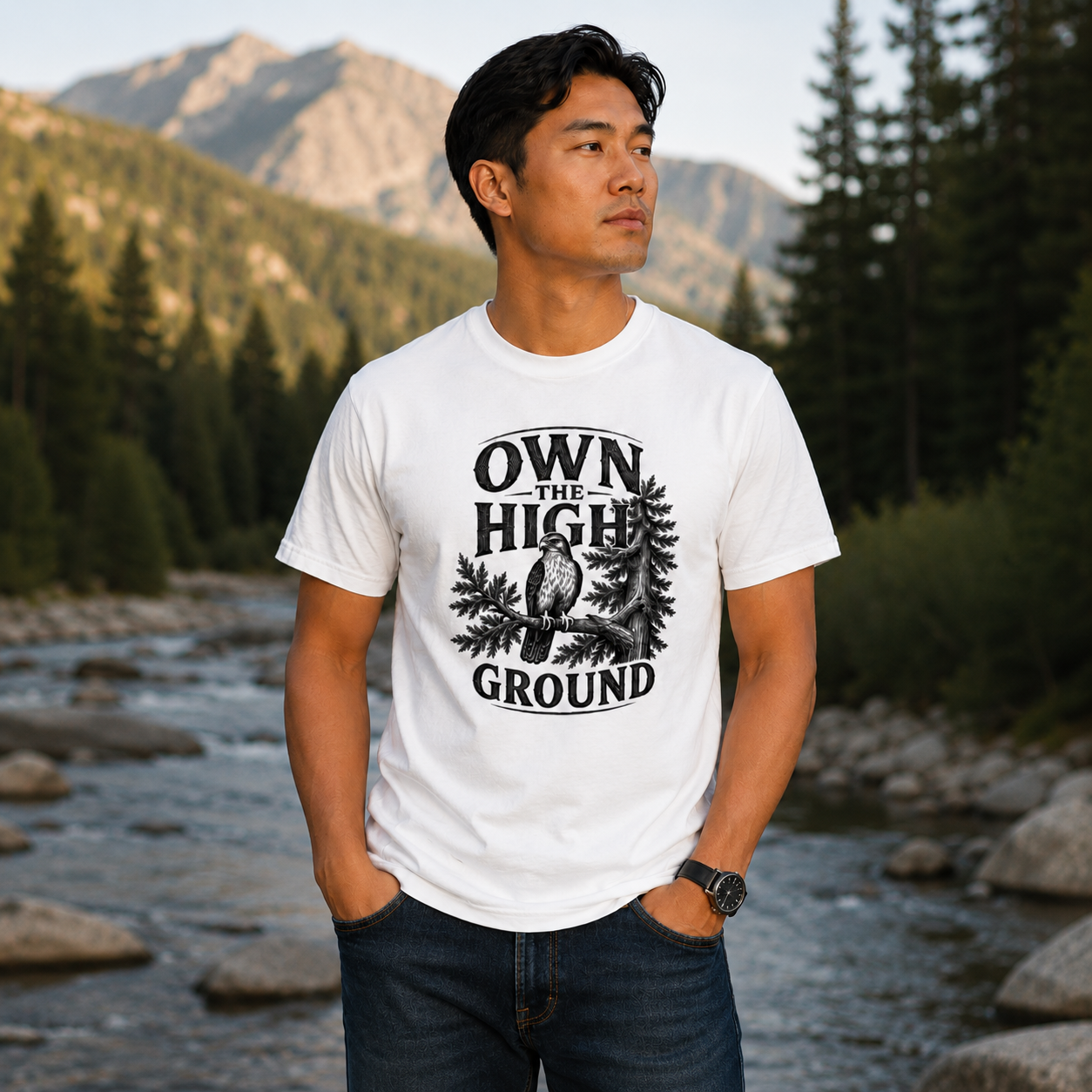 Own the High Ground Hawk Adult T-Shirt | Nature-Inspired Graphic Tee