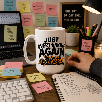 Funny Overthinking Cat Mug, Just Overthinking Again Coffee Mug, Anxious Cat Lover Gift, Funny Cat Mug, Overthinker Gift