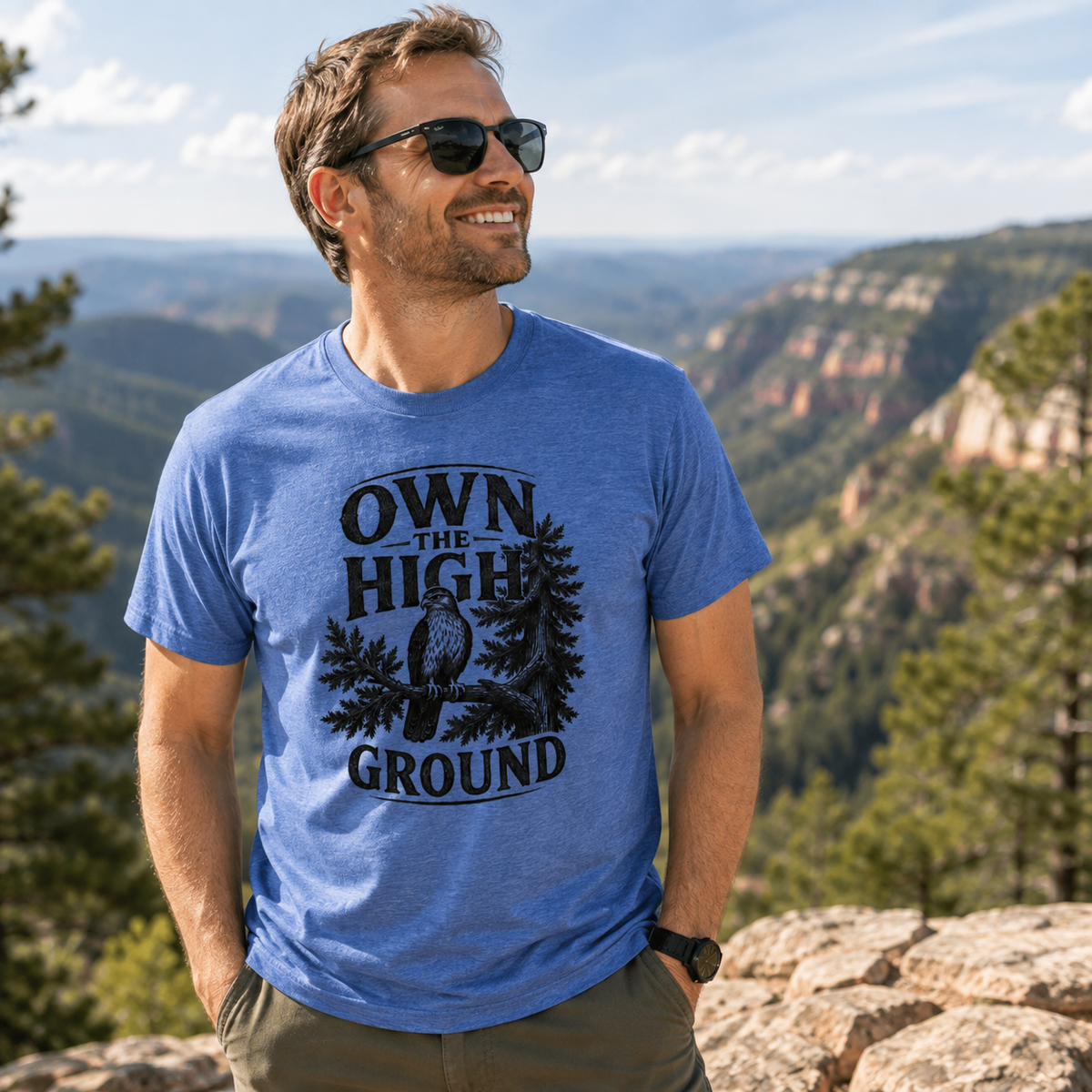 Own the High Ground Hawk Adult T-Shirt | Nature-Inspired Graphic Tee