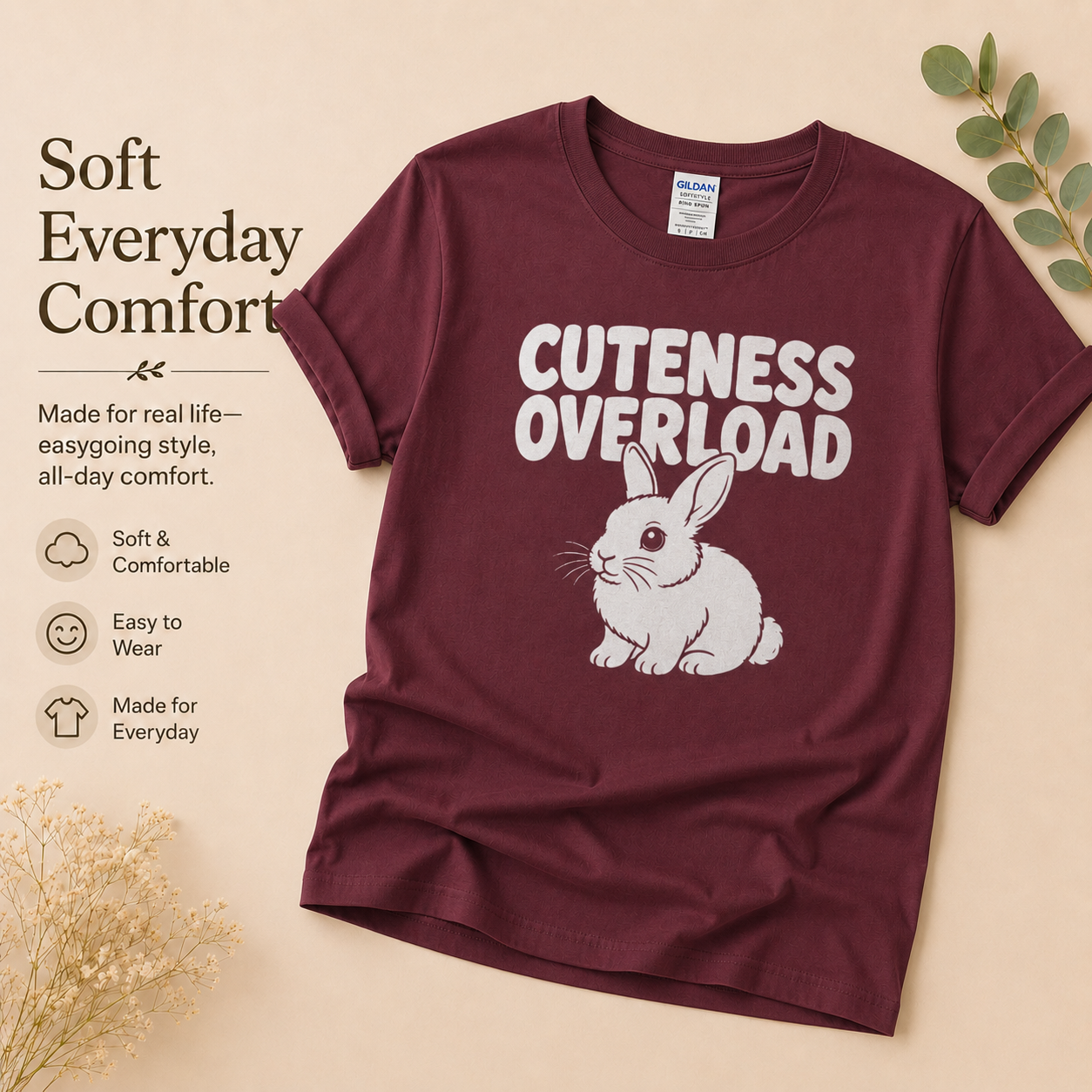 Cute Bunny Shirt, Cuteness Overload Rabbit T-Shirt, Bunny Lover Gift, Pet Rabbit Tee, Bunny Mom Shirt, Rabbit Owner Gift, Cute Animal Shirt