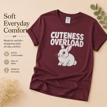 Cute Bunny Shirt, Cuteness Overload Rabbit T-Shirt, Bunny Lover Gift, Pet Rabbit Tee, Bunny Mom Shirt, Rabbit Owner Gift, Cute Animal Shirt
