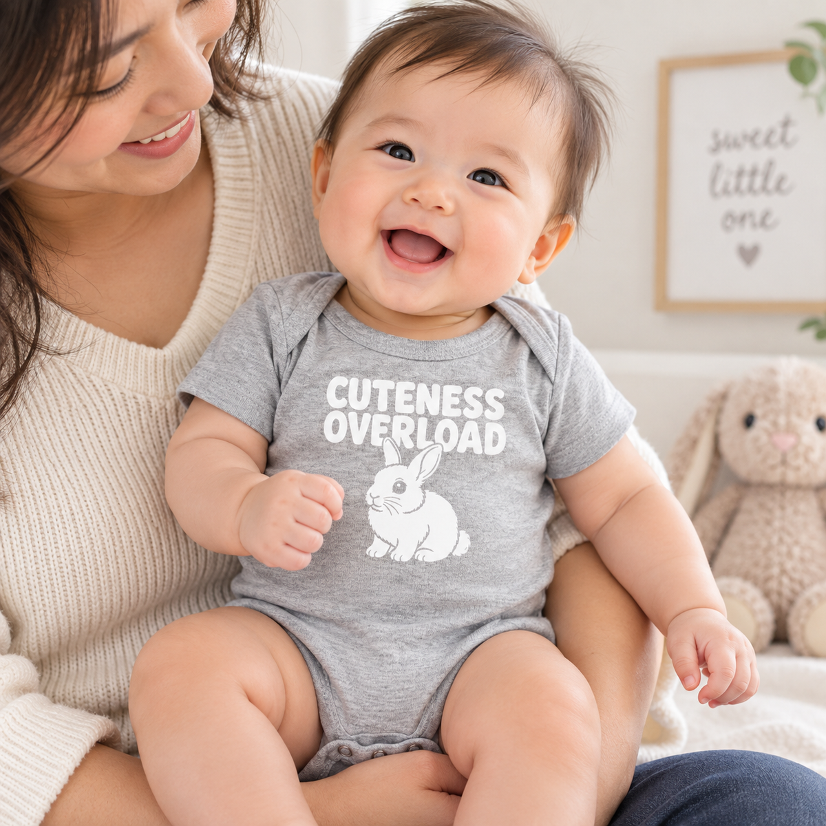 Cuteness Overload Bunny Baby Bodysuit, Funny Rabbit Baby One Piece, Cute Bunny Baby Outfit, Rabbit Lover Baby Shower Gift