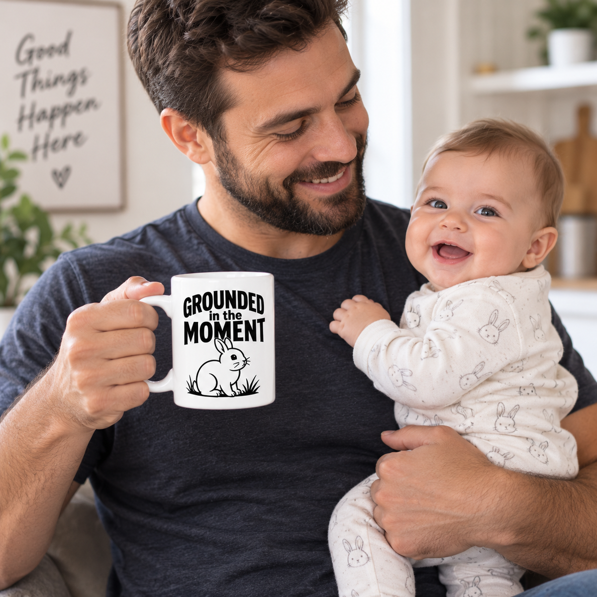 Funny Rabbit Mug, Grounded in the Moment Bunny Mug, Rabbit Lover Gift, Cute Bunny Coffee Cup, Rabbit Owner Gift