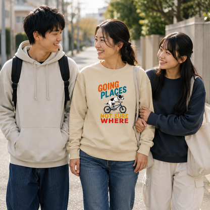Funny Dog Sweatshirt, Going Places Not Sure Where Crewneck, Dog Lover Gift, Funny Graphic Sweatshirt, Cute Dog on Bike Shirt