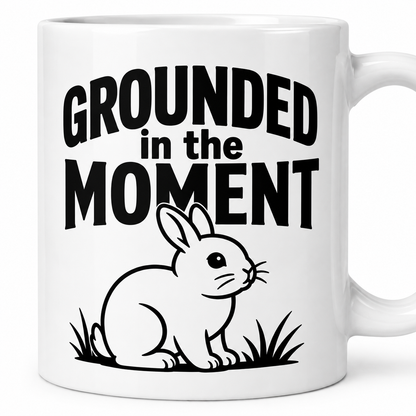 Funny Rabbit Mug, Grounded in the Moment Bunny Mug, Rabbit Lover Gift, Cute Bunny Coffee Cup, Rabbit Owner Gift