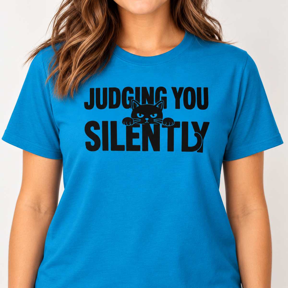 Judging You Silently Cat T-Shirt, Sarcastic Black Cat Tee, Funny Pet Owner Gift