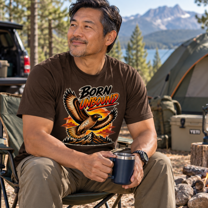 Born Unbound Eagle Shirt, Vintage Mountain Graphic Tee, Outdoors Adventure T-Shirt, Nature Lover Gift