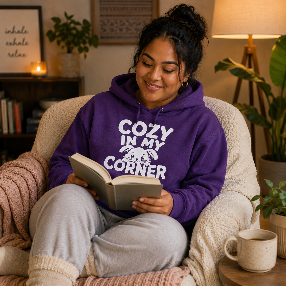 Cozy in My Corner Bunny Hoodie, Cute Rabbit Sweatshirt, Cozy Graphic Hoodie