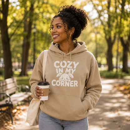 Cozy in My Corner Bunny Hoodie, Cute Rabbit Sweatshirt, Cozy Graphic Hoodie