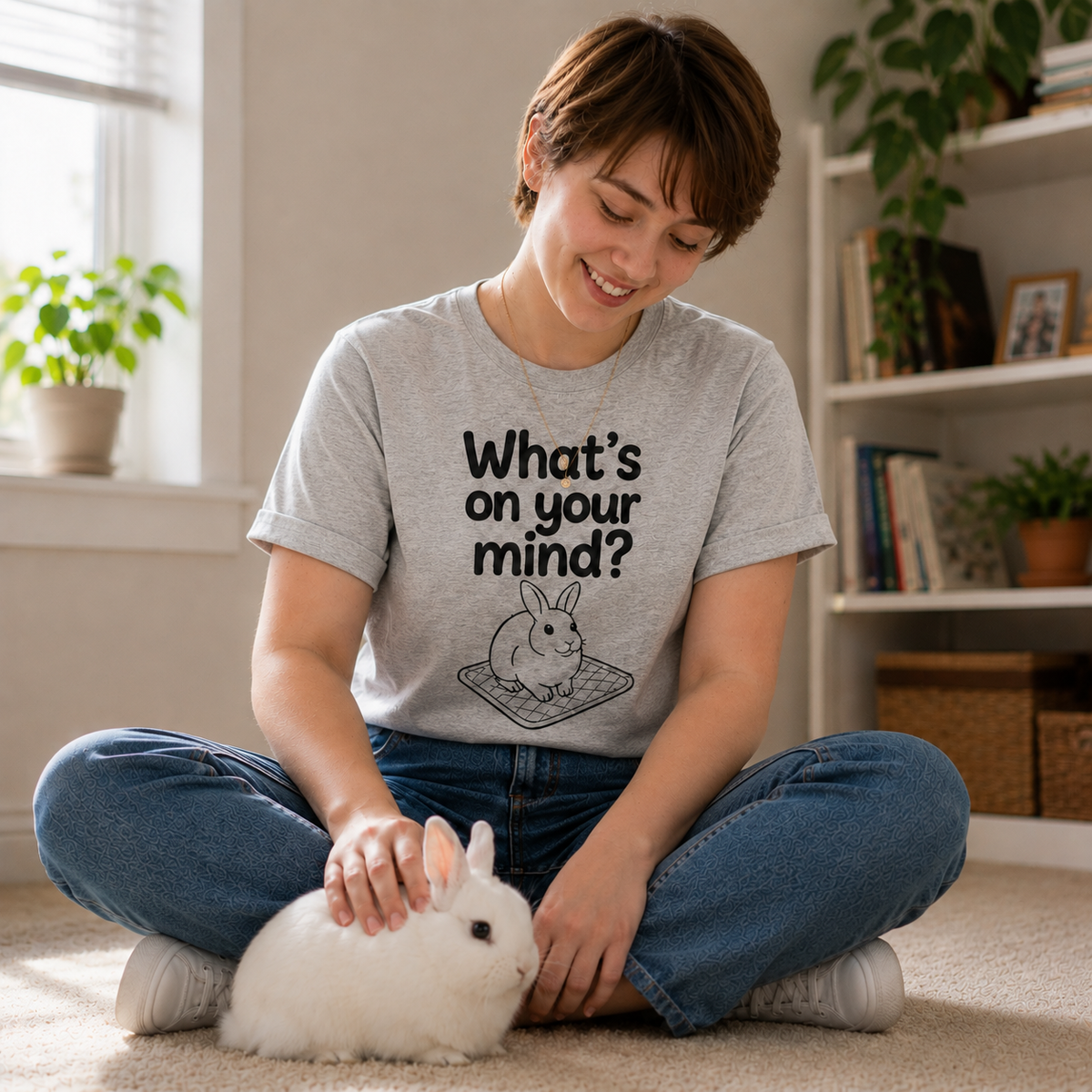 Funny Bunny T-Shirt, What's On Your Mind? Rabbit Lover Gift Tee