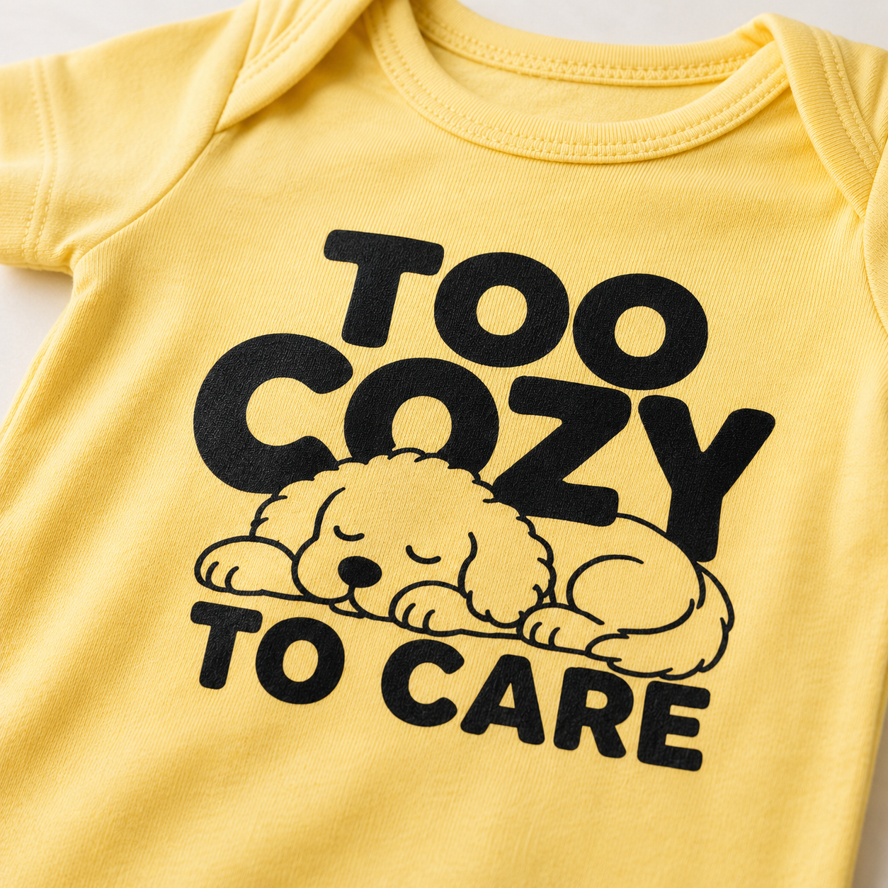 Too Cozy to Care Baby Bodysuit, Funny Puppy Baby Onesie, Cute Dog Infant Bodysuit, Cozy Baby Outfit
