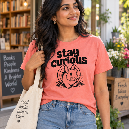 Stay Curious Rabbit Shirt, Funny Bunny T-Shirt, Rabbit Lover Gift, Cute Bunny Tee, Pet Rabbit Owner Shirt, Animal Lover Gift
