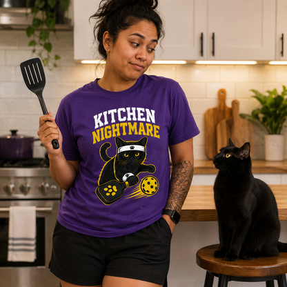 Kitchen Nightmare Black Cat Pickleball T-Shirt