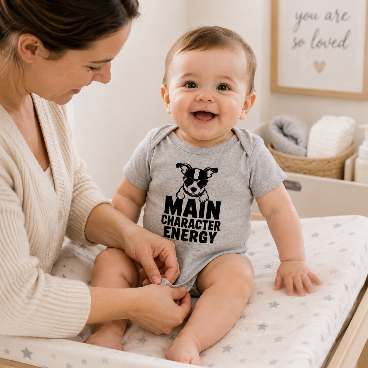Main Character Energy Baby Bodysuit, Funny Dog Baby Onesie, Puppy Baby Outfit
