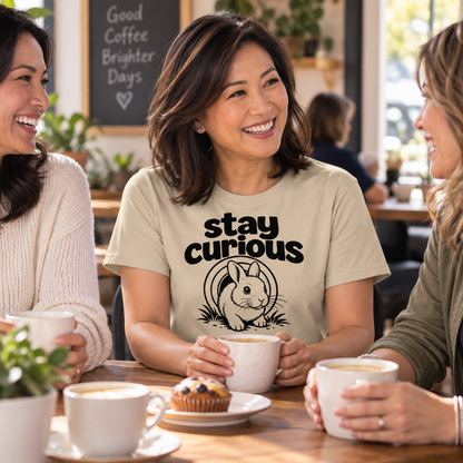 Stay Curious Rabbit Shirt, Funny Bunny T-Shirt, Rabbit Lover Gift, Cute Bunny Tee, Pet Rabbit Owner Shirt, Animal Lover Gift