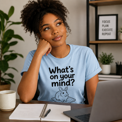 Funny Bunny T-Shirt, What's On Your Mind? Rabbit Lover Gift Tee