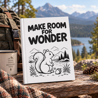 Make Room for Wonder Squirrel Journal, Nature Lover Gift, Lined Writing Notebook