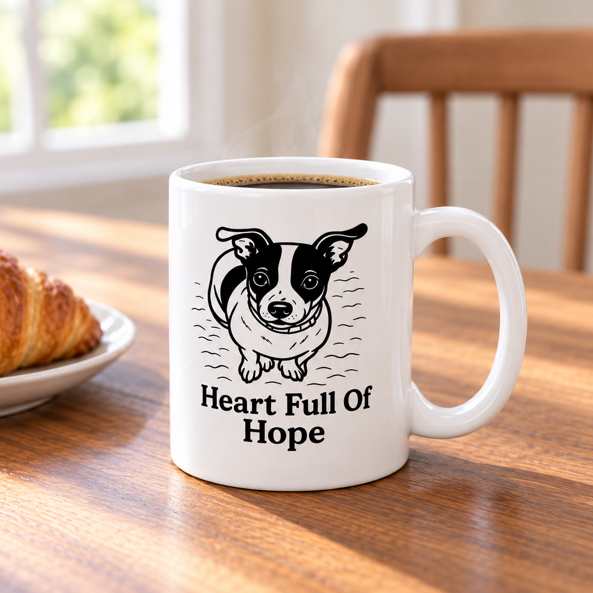 Heart Full of Hope Dog Mug, Cute Dog Lover Coffee Mug, Inspirational Pet Gift, Black and White Puppy Mug, 11 oz 15 oz