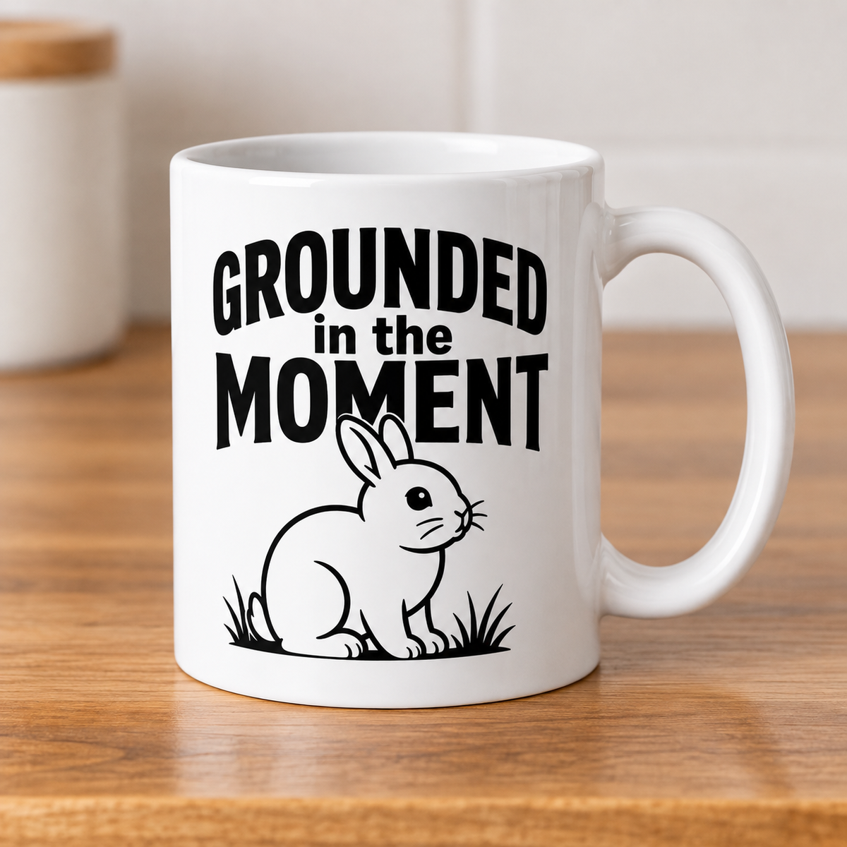 Funny Rabbit Mug, Grounded in the Moment Bunny Mug, Rabbit Lover Gift, Cute Bunny Coffee Cup, Rabbit Owner Gift